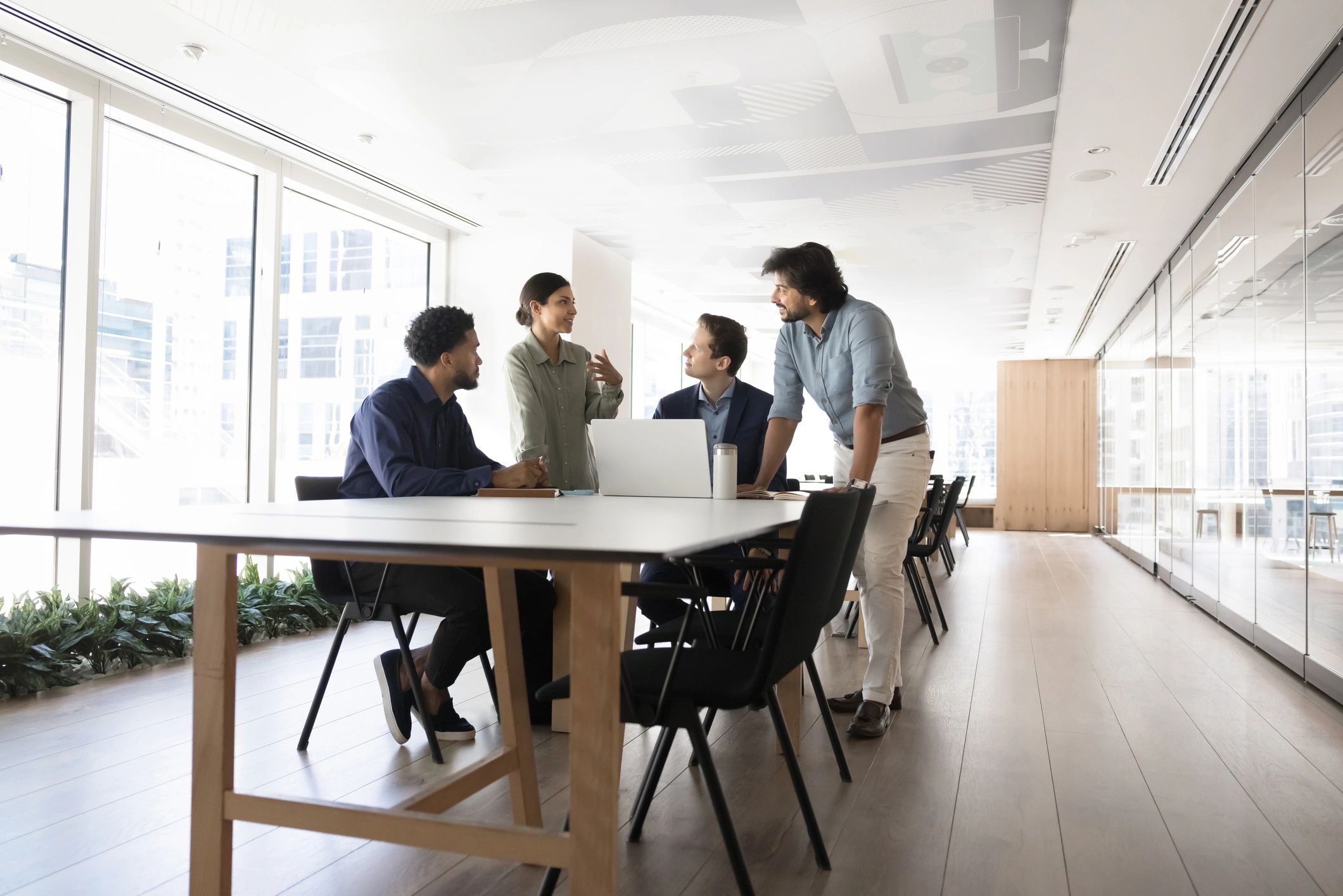 Accounting professionals meeting in a modern office
